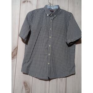 Untuckit Shirt Men's Large Black White Gingham Short Sleeve‎